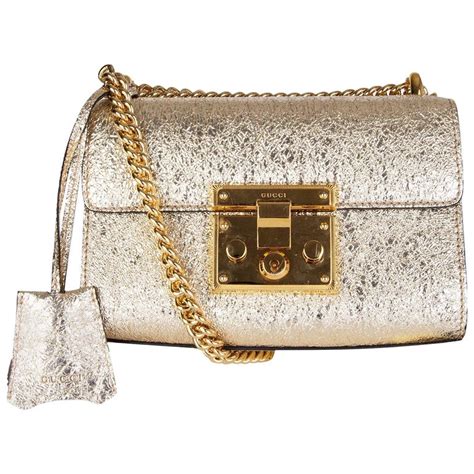 gucci metallic gold padlock bag